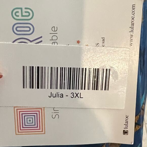 LuLaRoe Women's Geometric Design Blue Good and Black Knee Length Dress Size 3XL - Picture 4 of 7